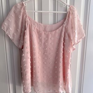 Soft pink blouse with Pom detail